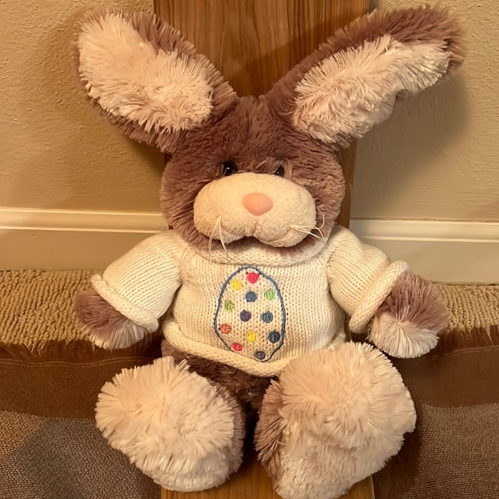 Self sitting Easter Bunny Plush ~12”x8”